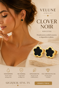 Kolczyki Clover Noir – Złote Kolczyki ze Stali Chirurgicznej 316L | Velune Jewelry