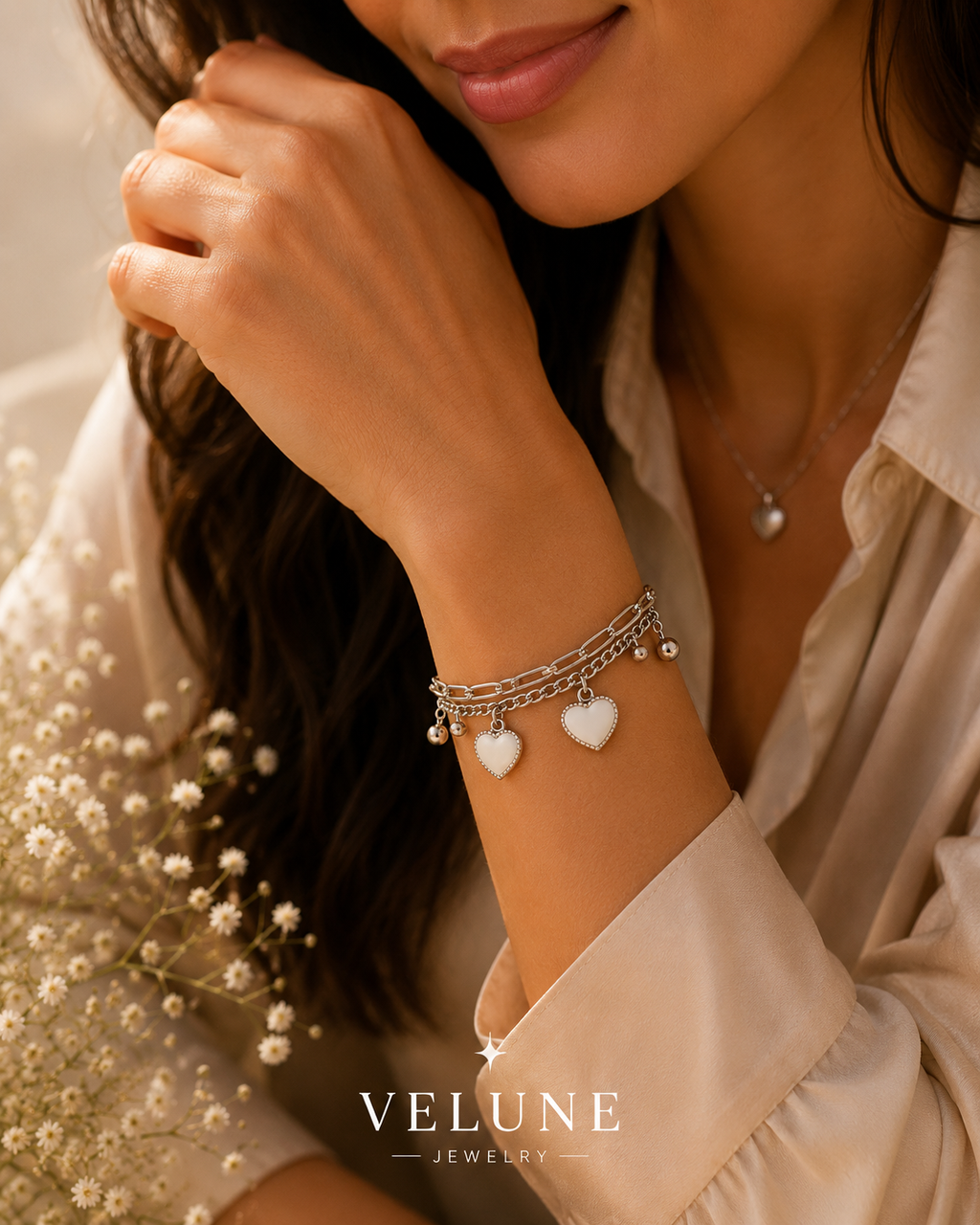 Bransoletka Luna Hearts – Stal 316L