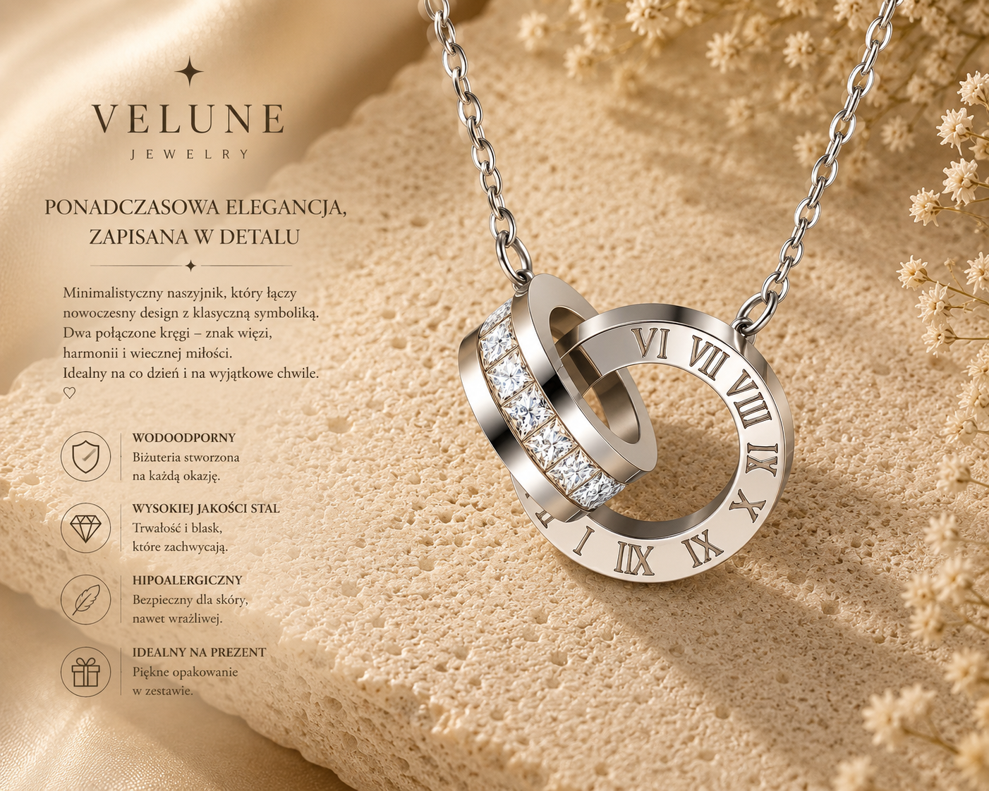 ✨ Naszyjnik Eternelle Silver – Stal 316L & Cyrkonie