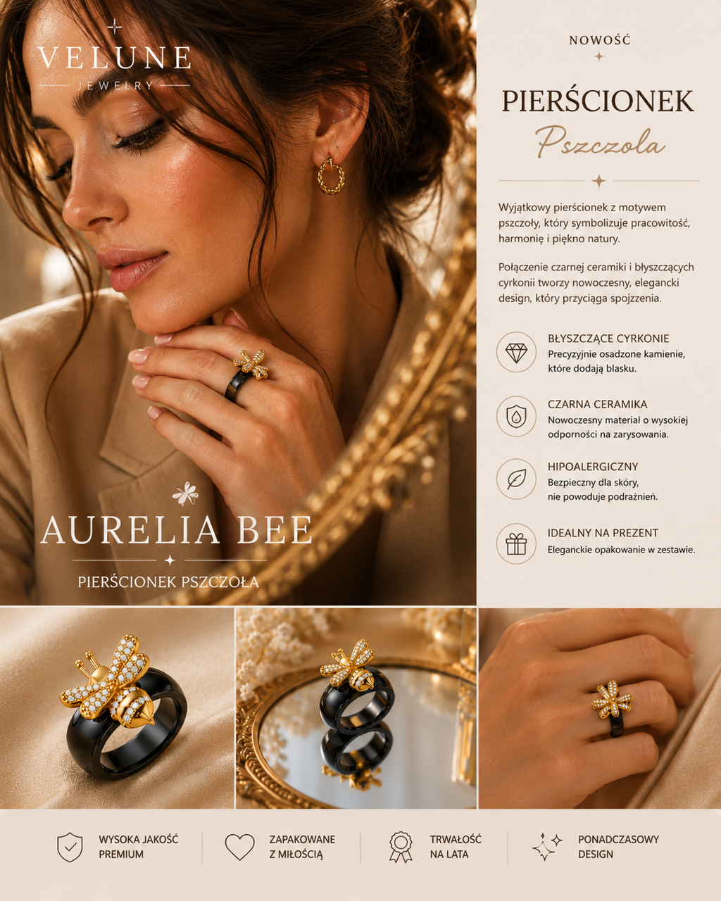 Pierścionek Pszczoła Aurelia Bee